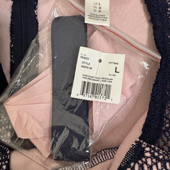 Motherhood Maternity Gender Reveal Dress Women's Large Pink Blue Lace Ribbon NWT - Picture 8 of 12